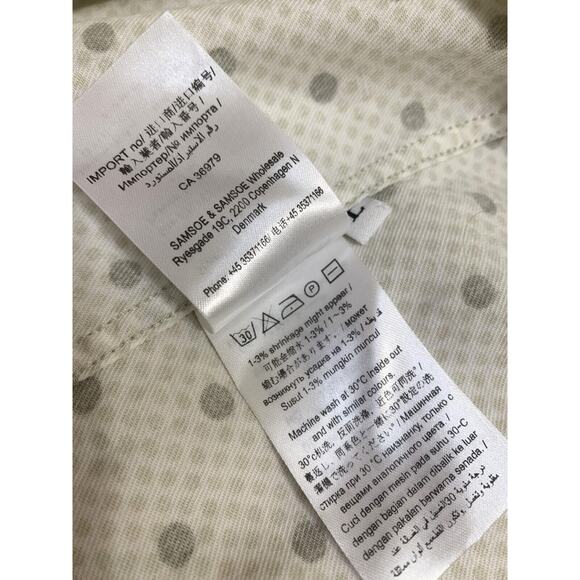 SAMSOE SAMSOE Ivory & Gray LIAM BF Button Down LS Cotton Shirt in Greydot Sz M - Picture 12 of 13